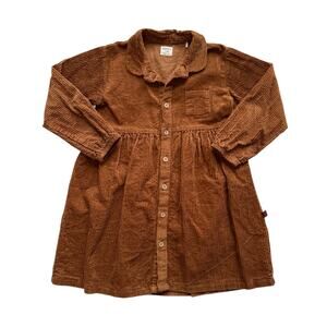 KidWild Organics Brown Corduroy Button Down Dress Size 6-7y